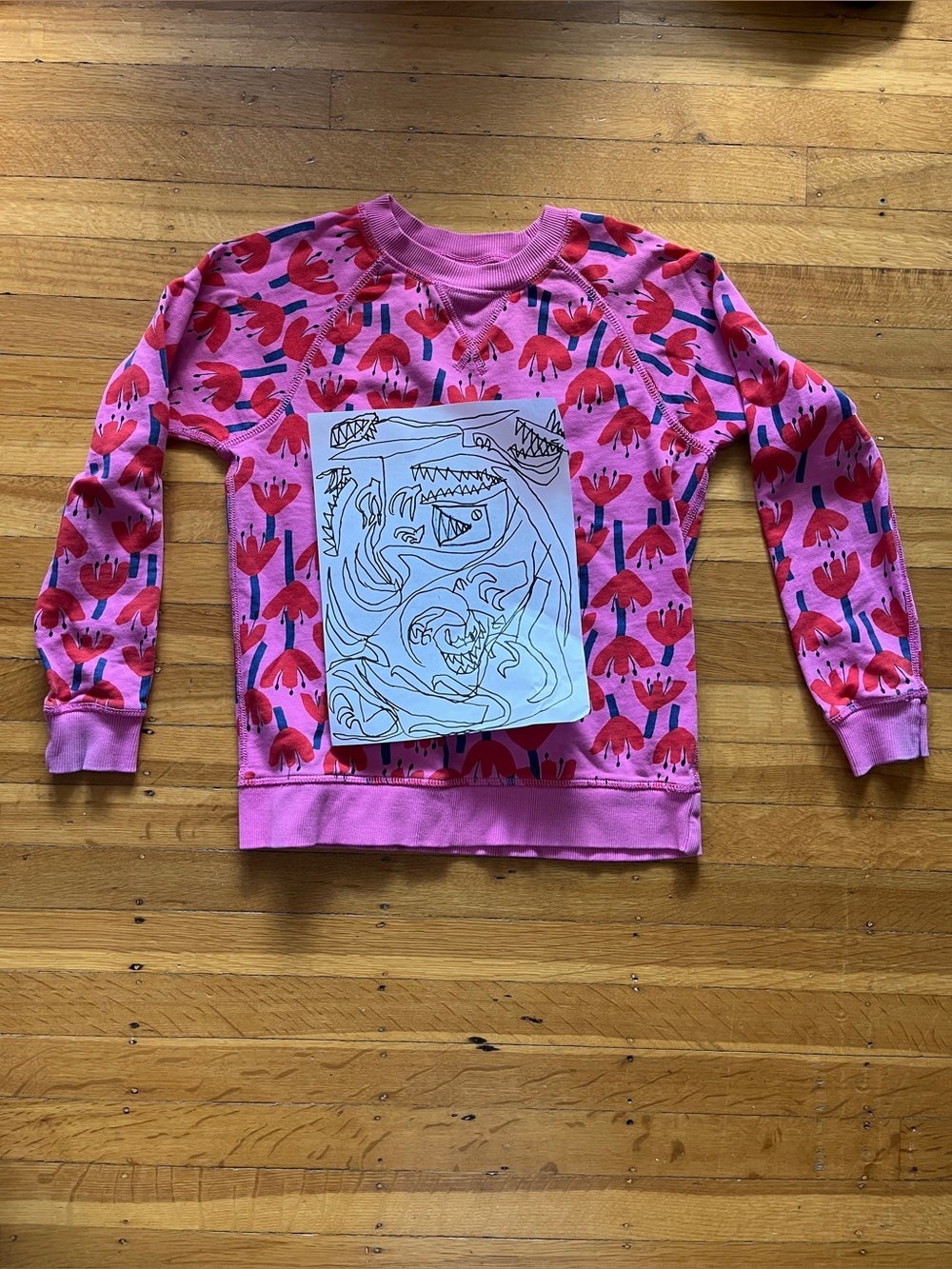 Hanna Andersson Pink Floral Crewneck Sweatshirt 140 10 ethical cotton long top